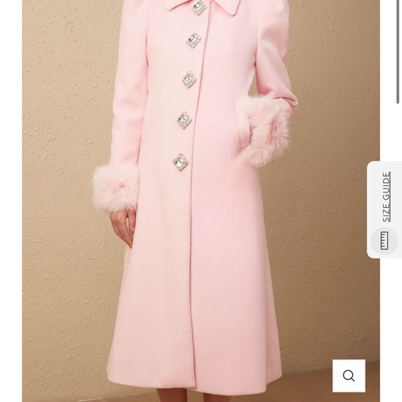 Miss Rosier Pink Coat with Jeweled Buttons - Picture 3 of 11